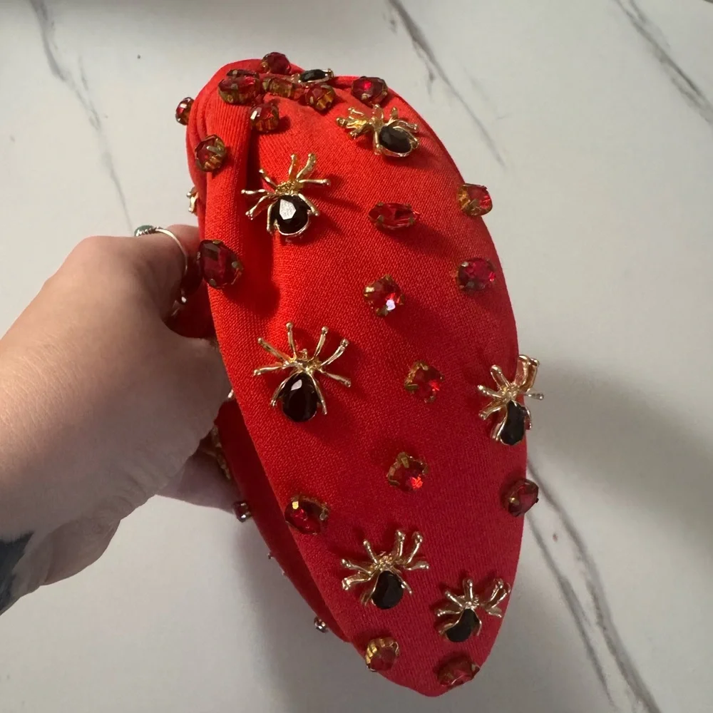 Red Gem Beaded Spider Headband